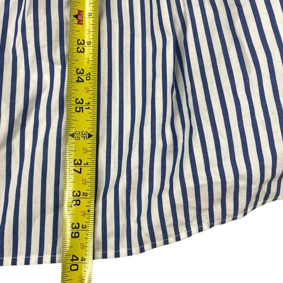 Draper James | Cam Smocked Dress in Blue White Shirting Stripe Sz 2X MSRP: $95 - Picture 5 of 16